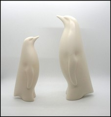 Vtg Meito Luxe China Modernist Penguin Figurine Pair MCM Noritake Blank Japan 2