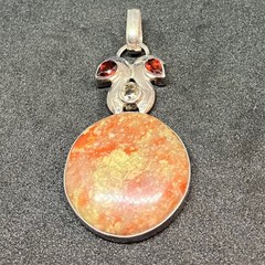 Dragon Blood Jasper And Gemstone Sterling Silver Pendant