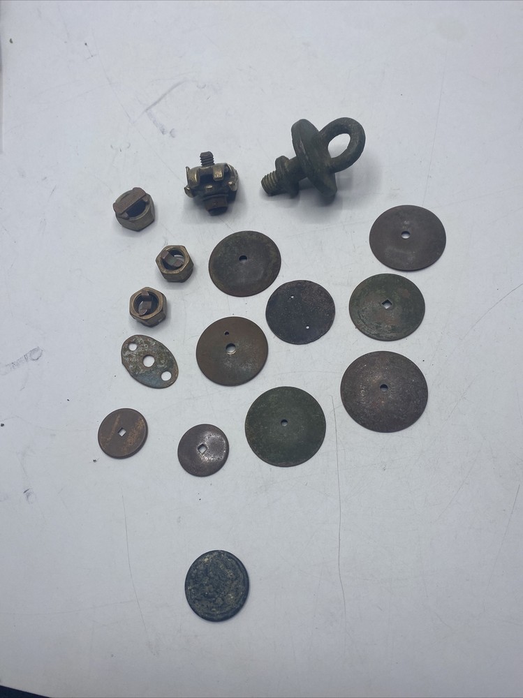 Metal Detector Finds Lot Brass? Copper? Eagle? Military Button? Clamp MK