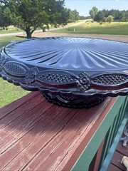 Vintage Avon 1876 Cape Cod Ruby Red Glass Pedestal Cake Plate Stand