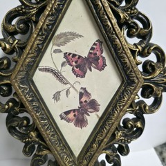 VTG Homco Home Interiors Butterfly Diamond Wall Plaques Set of 3 Gold Frames