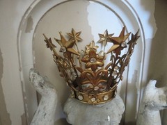 GORGEOUS Gold Aged Patina CROWN Rhinestones Stars Flowers for Statue or Display