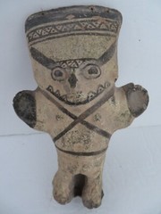 Pre Columbian Peru Warrior Head on Stand
