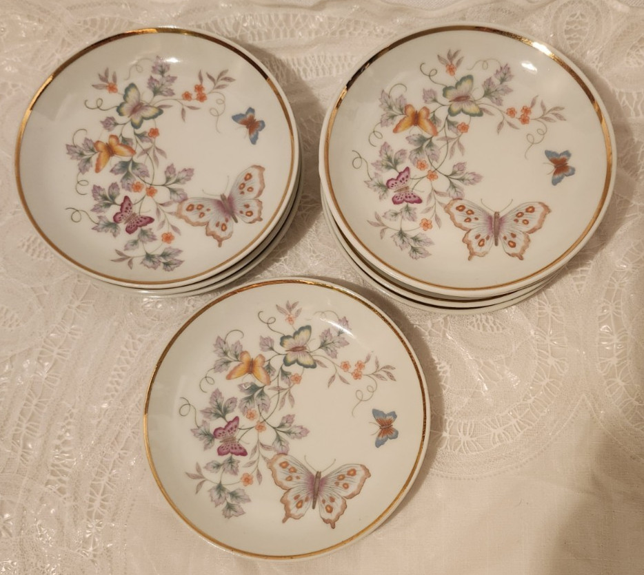 Vintage Avon Butterfly Fantasy Porcelain Trinket Dish Set Of 8 – 1979 Brazil
