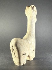 RARE ANCIENT N-EASTERN STONE CARVED RAM IDOL WITH DECORATION 15CM – CA 600-900AD