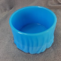Fenton Hobnail Opalescent Cream Sugar + Akro Agate Blue Milkglass Vtg Lot Of 3