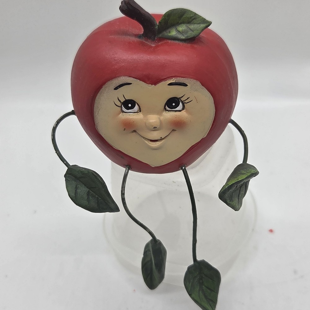 VTG Collections Etc Anthropomorphic Red Apple Resin Shelf Sitter Wire Limbs