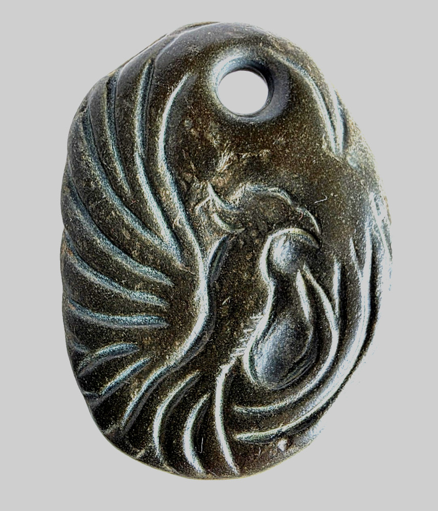 300 BC Ancient Carved Engraved Gemstone Pendant Medallion Amulet Mythical bird