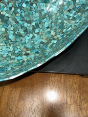 Jay King Green/blue Turquoise Mosaic Scalloped Stainless Edge Bowl