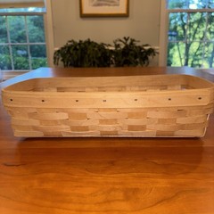 Longaberger RARE Natural Light Stain Bread Basket W/Hard Protector And Lid -MINT