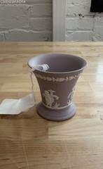 Wedgwood Lavender Jasperware Vase Cherubs Oak Leaf Border 4 Inch Vintage