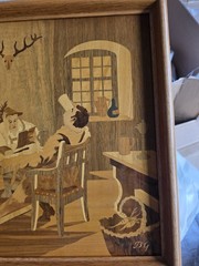 Buchschmid & Gretaux German Wood Inlay Tavern Wall Hanging- 20″ X 14.5″