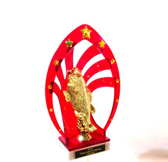 FISH STANDING BASS RED SHELL FISHING TROPHY