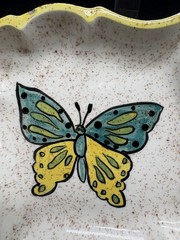 Vintage Butterfly Ceramic Hand Painted Trinket Dish – Unbranded