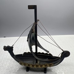 Viking Ship Iron Model Copper Brass 4 1/2″ Long Norway Vintage Travel Souvenir