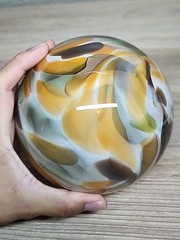 5″ Brown Orange Hand Blown Art Ocean Glass Oregon Float Coast 2013 Signed Meyer