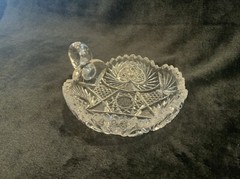 Vintage Lead Crystal Candy Dish With Sawtooth Rim