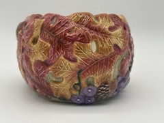 Fitz And Floyd Ceramic Dish Reticulated Design Autumn Leaves Squirrel Acorns