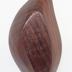 Vtg Granadillo Wood Bowl Trinket Dish Leaf Shape MCM Candy Made in Honduras READ