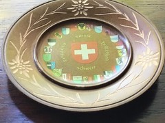 Small Decorative Wooden Dish Wall Plaque from Switzerland