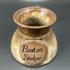 Hand Made Studio Art Pottery Bost On Stoker Coffee Mug Cup Stoneware Signed Mug