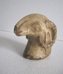 ANTIQUE MARBLE RAM GOAT STATUE BUST HAND CARVED
