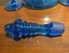 Antique Victorian Mary Gregory Style Glass Decanter w/ Stopper & 2 Glasses