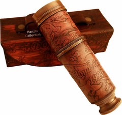 ANTIQUE BRASS TELESCOPE MARINE NAUTICAL LEATHER PIRATE SPYGLASS VINTAGE SCOPE