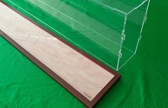 30.5″L x 10.8″W x 5.6″H display case with 3/16″ thick acrylic brown wood frame
