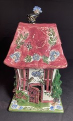Blue Sky Clayworks Cozy Corner House Tea Light Base Retired 2000 10x6x6” OB