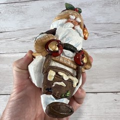 Stocking Holder Folk Art SANTA CLAUS Heavy 1.8lbs Gold Star Sleigh Free Shipping