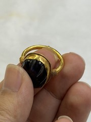 Stunning Ancient Roman Solid High Karat Gold Ring With Unique Blue Stone