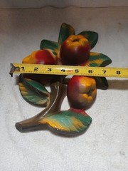 Vtg Chalkware Fruit Plaque 3D Relief Apples On A Branch Retro MCM Wall Decor