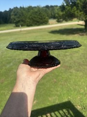 Vintage Avon 1876 Cape Cod Ruby Red Glass Pedestal Cake Plate Stand