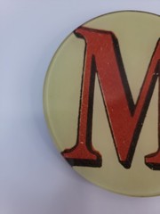 John Derain Red Letter “M” Signed 5.25 Plate Decoupage Hand Blown Glass New York