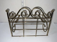 SET 2 Home Interiors Gold Wire Wall Shelf Glass Insert 9”X5”X7” Hollywood NOS