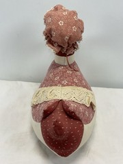 Vtg Handmade Stuffed Plush Mother Goose Bird Weighted Farmhouse Doorstop 13″