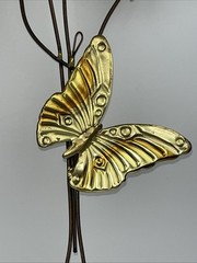 Home Interiors Metal Brass Butterflies & Flowers Wall Art MCM Vintage Boho 2x