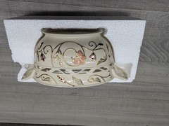 Lenox Gilded Garden Basket Off White Floral Gold Trim Porcelain Bowl Medium.