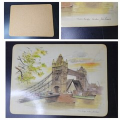 6 Table Place Mats Clover Leaf Cork Backed United Kingdom John Evans Vtg