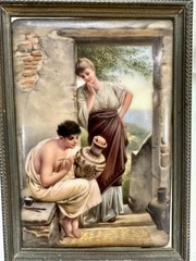 Hutschenreuther Porcelain Plaque Brass Frame Wagner Kunst Bringt Gunst KPM Style