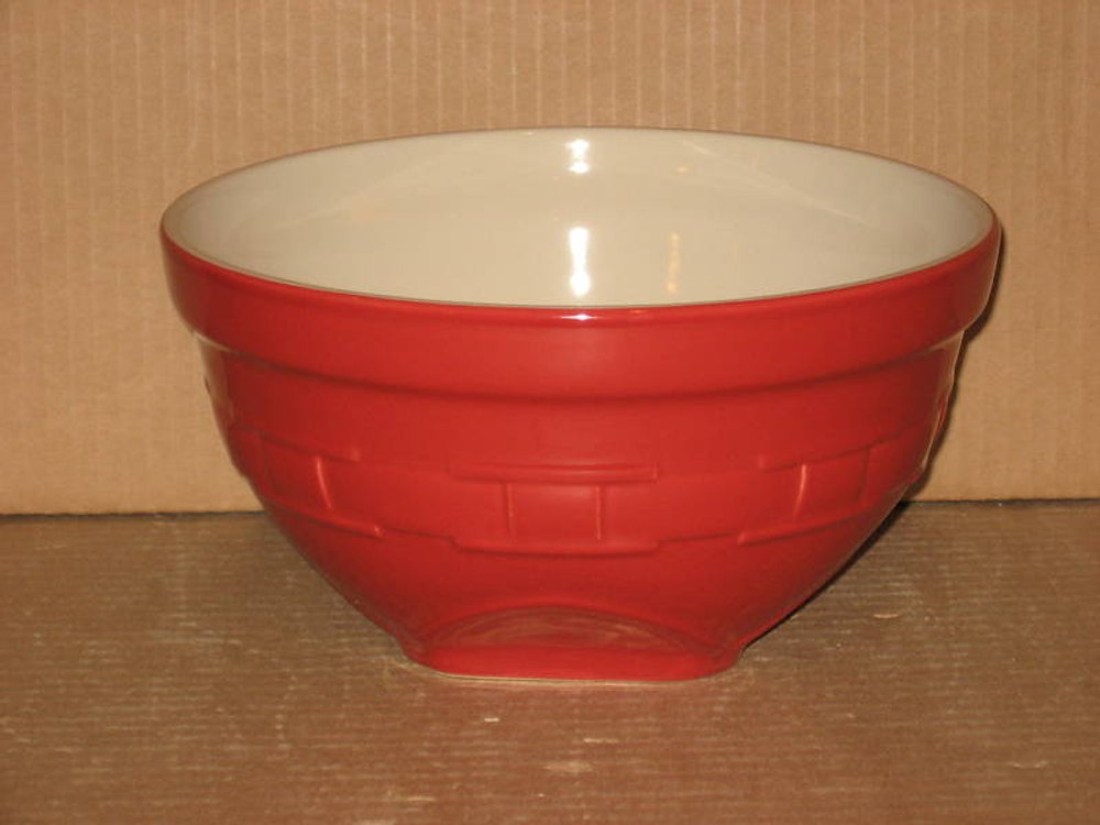 Longaberger Medium Mixing Bowl pottery paprika red Mint Condition FREE SHIPPING!