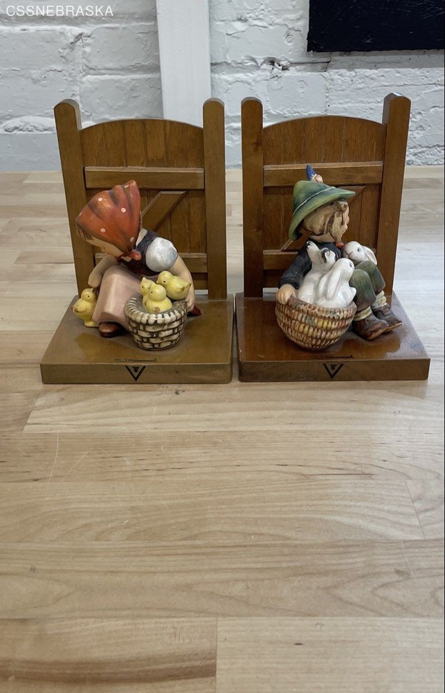 Hummel Goebel Bookends Vintage Western Germany Barnyard Hero Chick Girl Set of 2