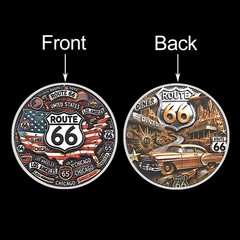 Route 66 USA Commemorative Coin Classic Car & Diner Collectible Travel Souvenir