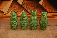 Authentic Ancient Egyptian Antiquities Stone Rare Green Canopic Jars Egyptian BC