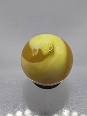 .62″ Akro Yellow, White, Egg Yoke Wonky Corkscrew Marble- #CE147