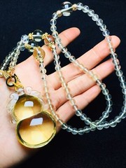 Natural yellow Citrine Quartz Crystal pixiu 貔貅 Pendant 18kAAAAA