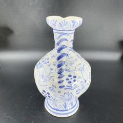 VTG Hand Made Swedish Pottery Carafe Pitcher With Braided Handle Artist Marked