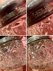 Antique Small Levi & Salaman Glass Jar Pot Sterling Silver Lid Art Nouveau 1900s