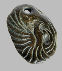 300 BC Ancient Carved Engraved Gemstone Pendant Medallion Amulet Mythical bird